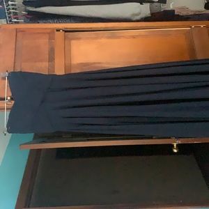 strapless dress, navy blue